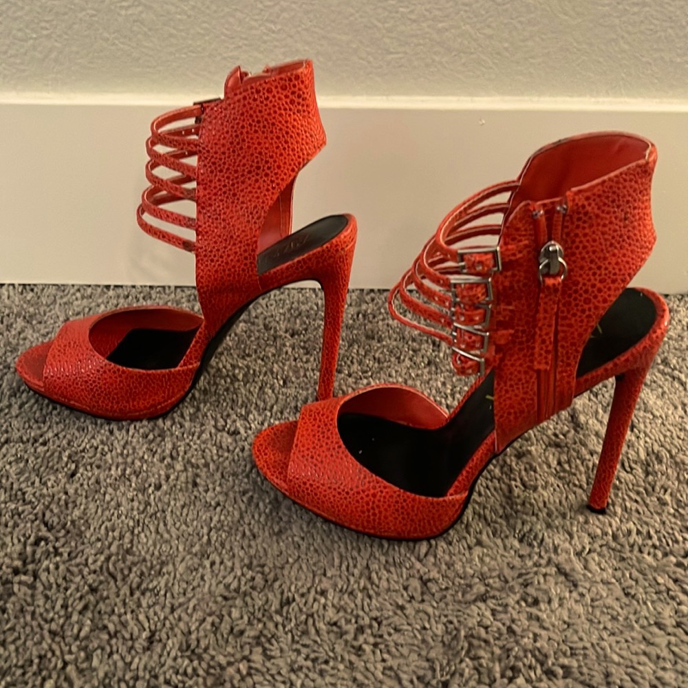 Orange Strapped Stilettos